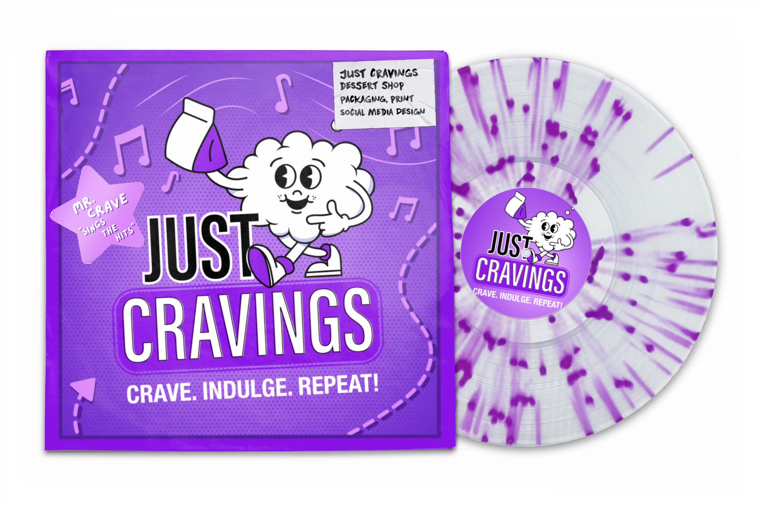 A "Just Cravings" branded record sleeve in landscape.
